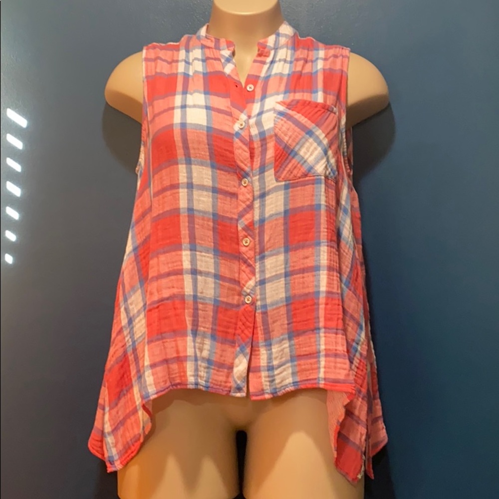 Plaid sleeveless tunic